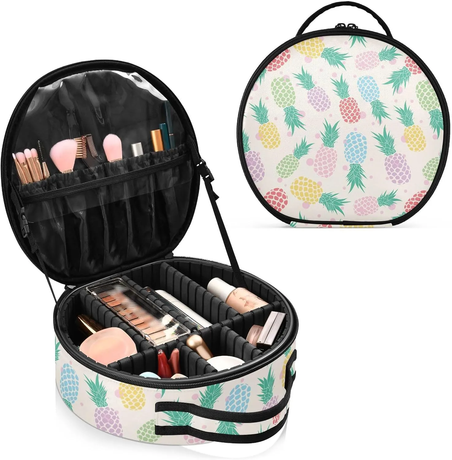 ALAZA Colorful Pineapple Fruit Portable Cosmetic Bag Large Capacity Makeup Bags