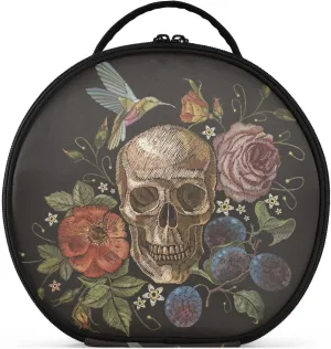 ALAZA Day of the Dead Skull Rose Humming Bird Dia De Muertos Portable Cosmetic Bag Large Capacity Makeup Bags