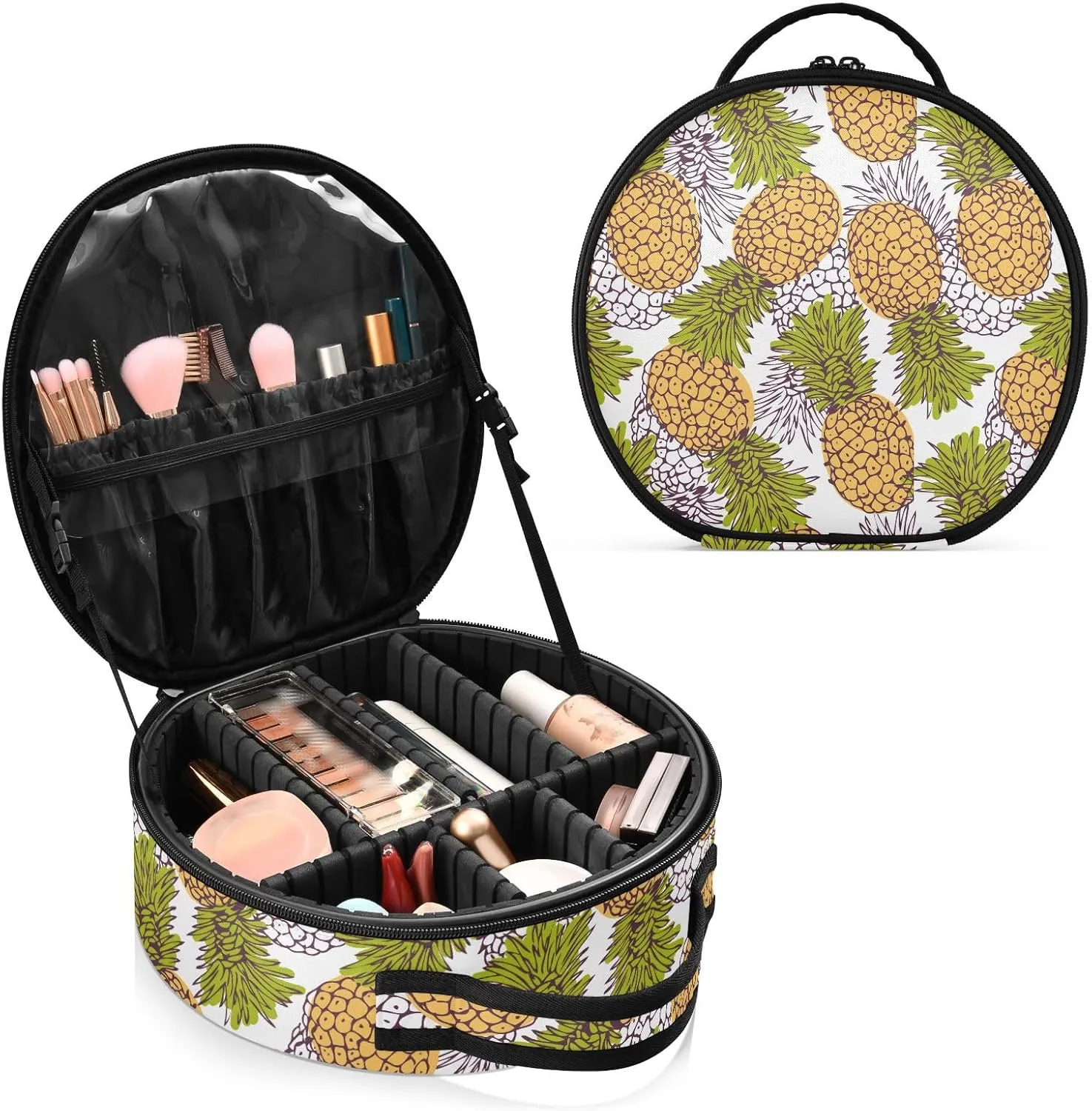 ALAZA Hand Drawn Pineapples Makeup Bag Travel Cosmetic Bag Large Toiletry Organizer