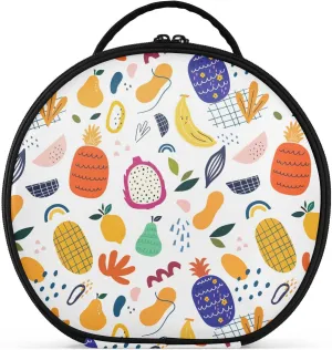 ALAZA Pineapple Exotic Fruits and Abstract Portable Cosmetic Bag Large Capacity Travel Makeup Case Organizer