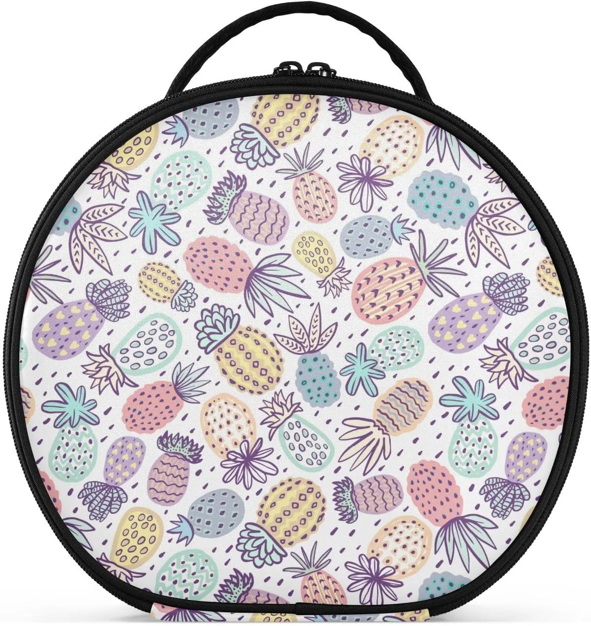 ALAZA Pineapple Pastel Colors Exotic Fruits Travel Make Up Organizer Cosmetic Brush Bags Case