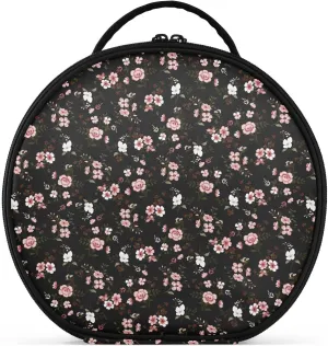 ALAZA Pink Flower on Black Makeup Bag Travel Cosmetic Bag Large Toiletry Organizer