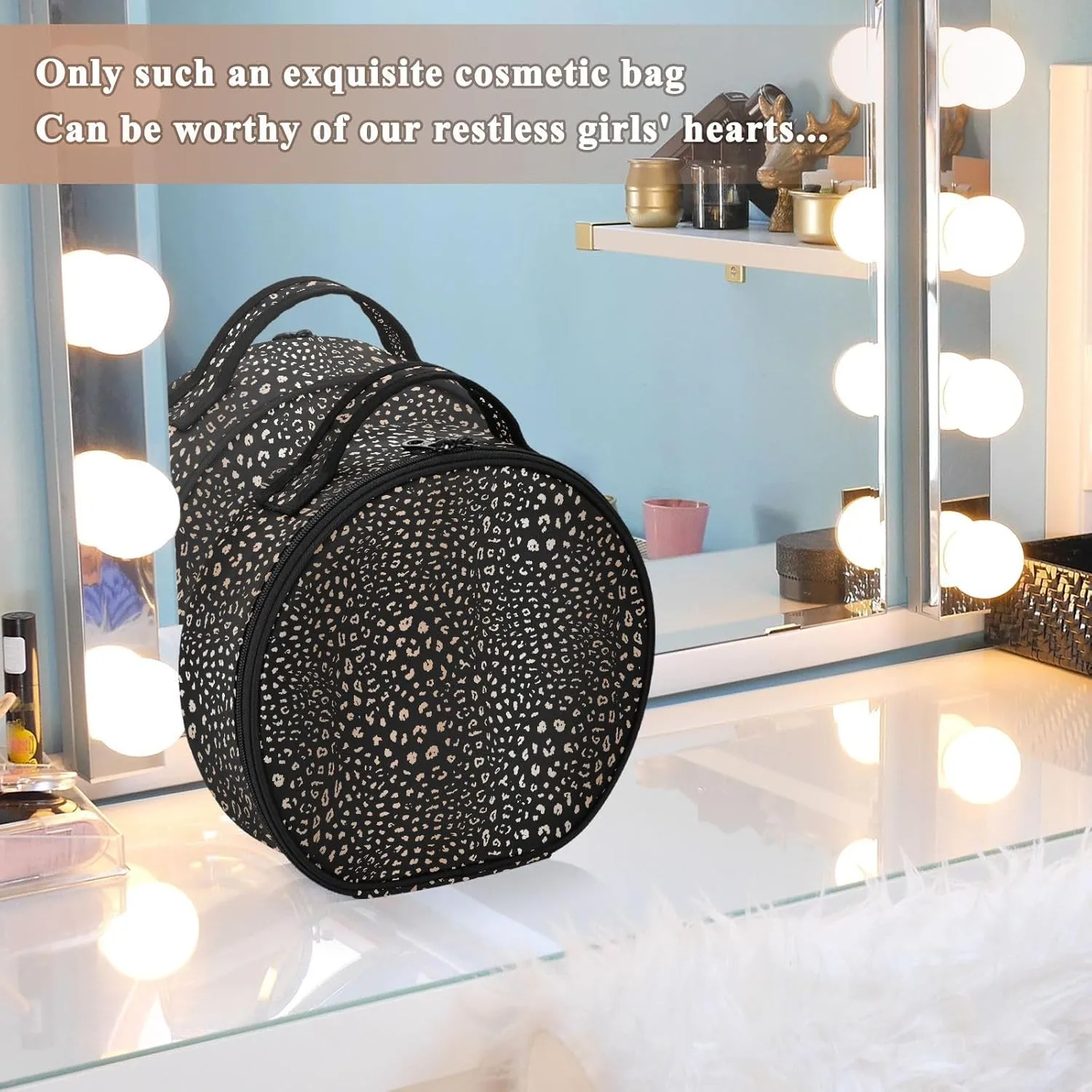 ALAZA Realistic Leopard Cheetah Print Animal Makeup Bag Travel Cosmetic Bag Large Toiletry Organizer