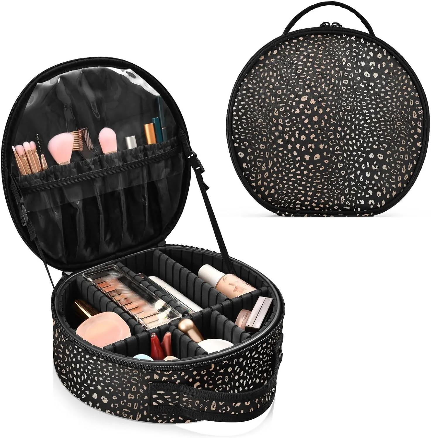 ALAZA Realistic Leopard Cheetah Print Animal Makeup Bag Travel Cosmetic Bag Large Toiletry Organizer