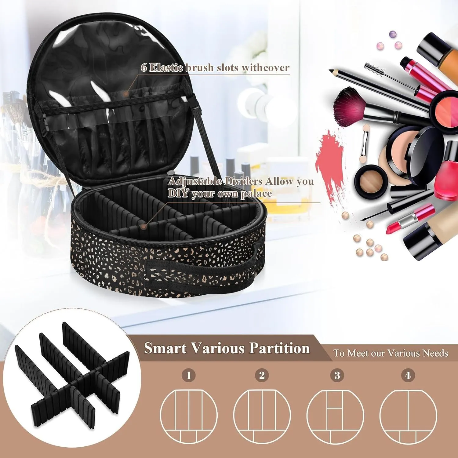 ALAZA Realistic Leopard Cheetah Print Animal Makeup Bag Travel Cosmetic Bag Large Toiletry Organizer