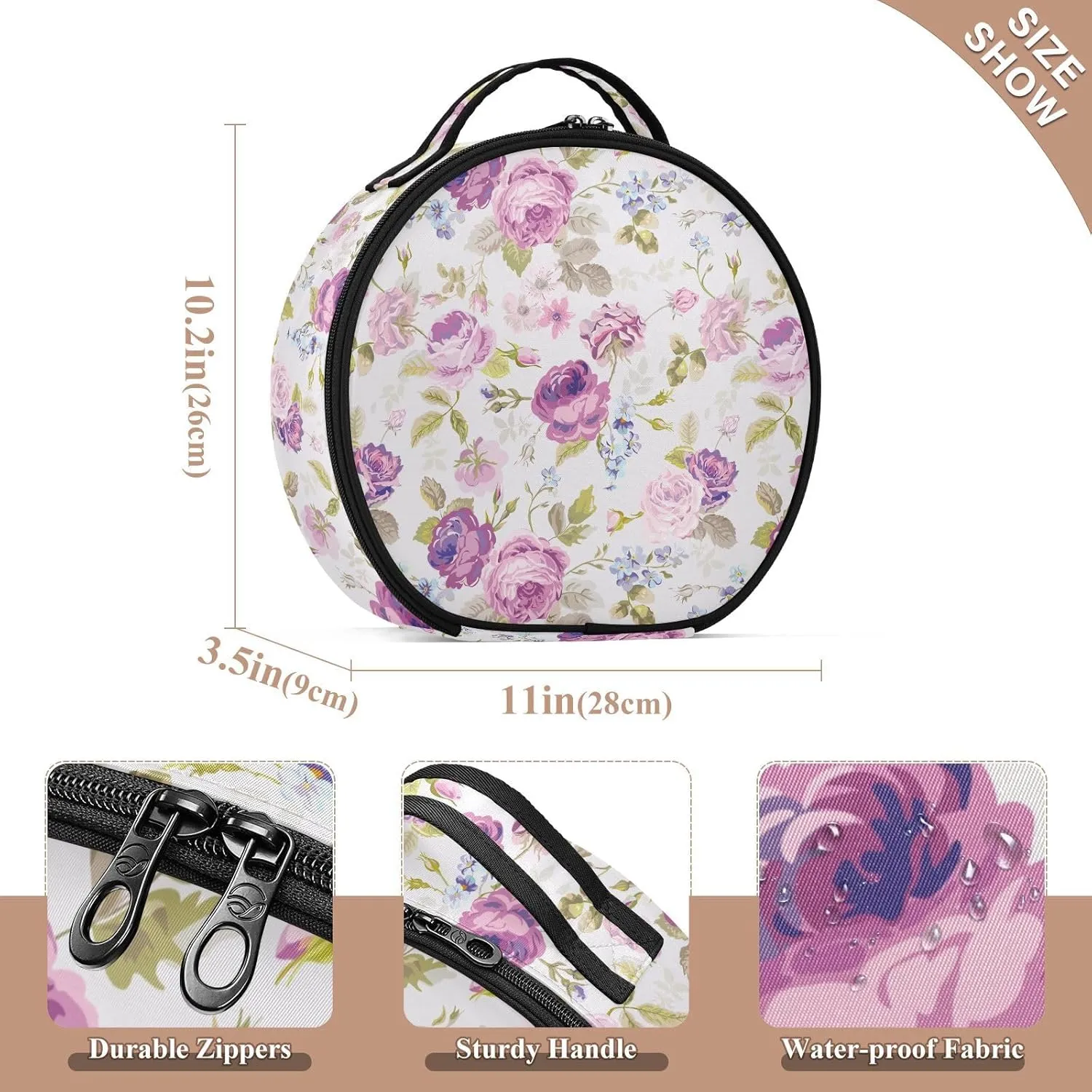 ALAZA Spring Purple Flower Travel Cosmetic Organizer Make up Organizer Toiletry Bag