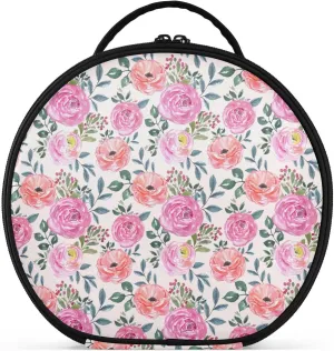 ALAZA Spring Summer Floral Vintage Style Pink Coral Roses Travel Makeup Train Case Makeup Cosmetic Case with Adjustable Dividers
