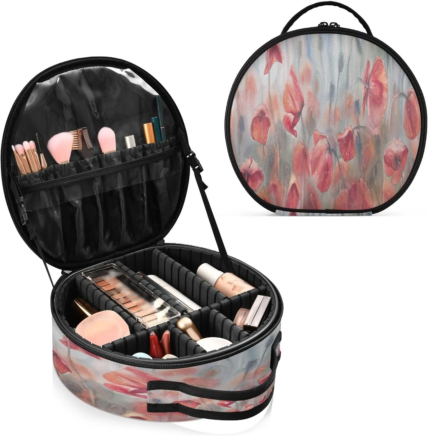 ALAZA Sunny Poppies Field Travel Cosmetic Organizer Make up Organizer Toiletry Bag