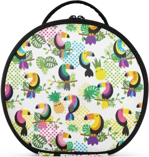 ALAZA Tropical Flamingos Toucans Cacti Tropical Leaves Travel Make Up Organizer Cosmetic Brush Bags Case