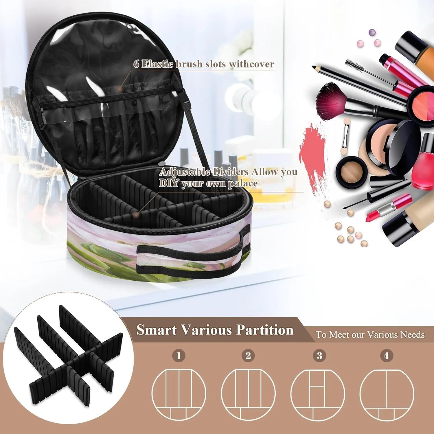 ALAZA Tulips Oil Painting Toiletry Bag Travel Makeup Case Organizer for Women