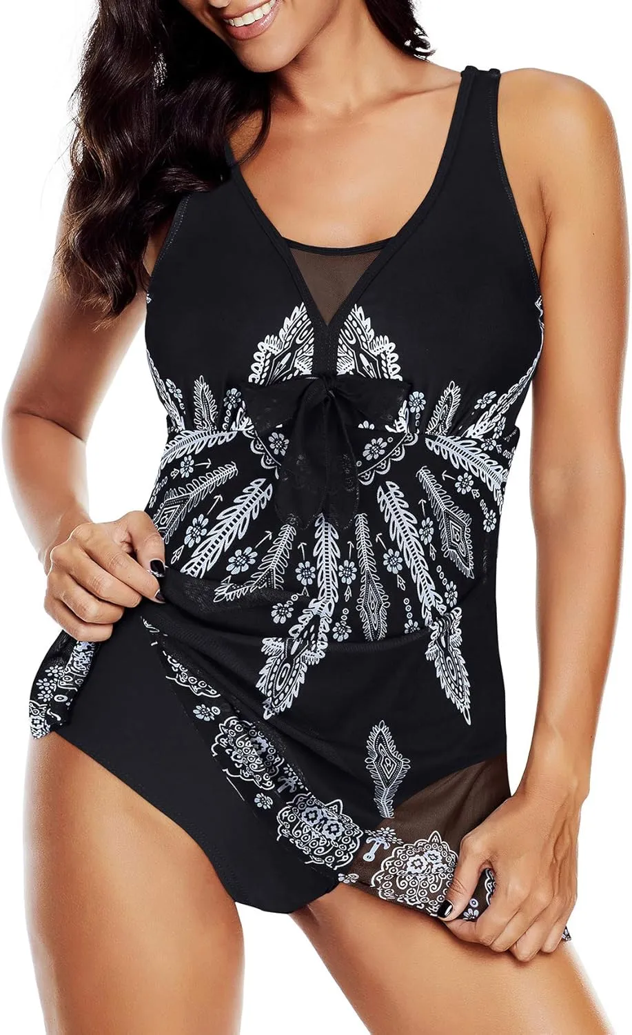 American Trends Bathing Suits Tummy Control Womens Mesh Swimdress One Piece Swimsuits for Women Athletic Swimwear