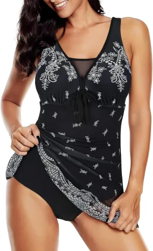American Trends Bathing Suits Tummy Control Womens Mesh Swimdress One Piece Swimsuits for Women Athletic Swimwear