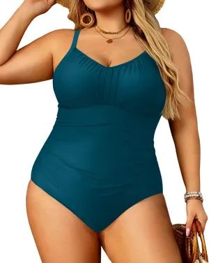 Aqua Eve Plus Size Swimsuit for Women Tummy Control One Piece Bathing Suit Vintage Swimwear