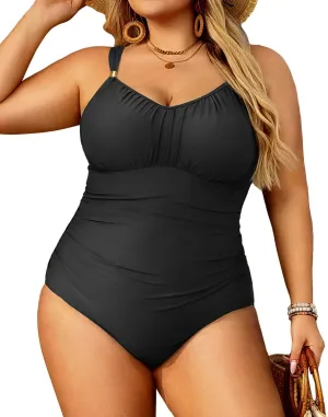Aqua Eve Plus Size Swimsuit for Women Tummy Control One Piece Bathing Suit Vintage Swimwear