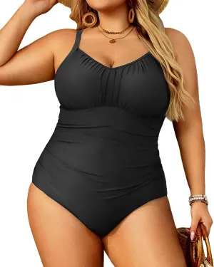 Aqua Eve Plus Size Swimsuit for Women Tummy Control One Piece Bathing Suit Vintage Swimwear