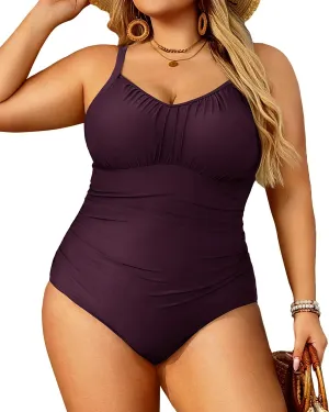 Aqua Eve Plus Size Swimsuit for Women Tummy Control One Piece Bathing Suit Vintage Swimwear