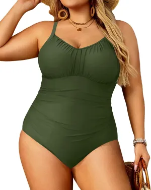 Aqua Eve Plus Size Swimsuit for Women Tummy Control One Piece Bathing Suit Vintage Swimwear