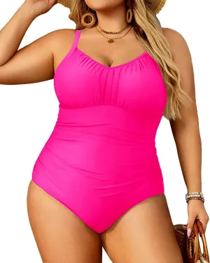 Aqua Eve Plus Size Swimsuit for Women Tummy Control One Piece Bathing Suit Vintage Swimwear
