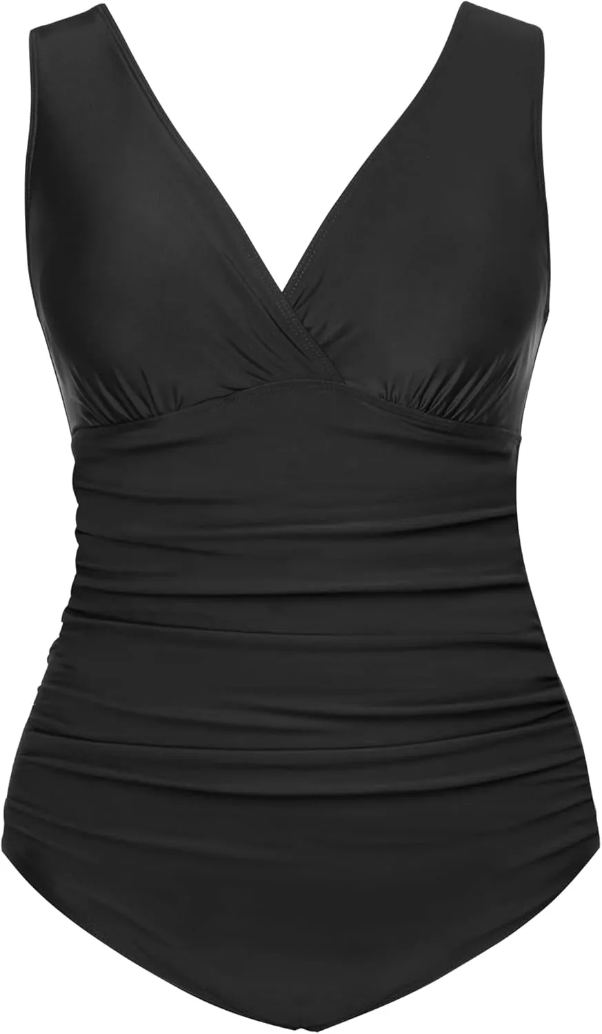 Aqua Eve Women Plus Size One Piece Swimsuits Tummy Control Bathing Suits V Neck Ruched Swimwear