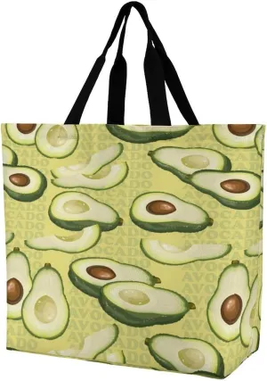 Avocados Fruit Women's Shoulder Shopping Bags Foldable Tote Bag Large Capacity Handbag for Work Travel