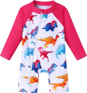 Baby Boy Swimsuit One Piece Long Sleeve Zipper Bathing Suit UPF 50  Sun Protection Rashguard Swimwear 0-24 Months