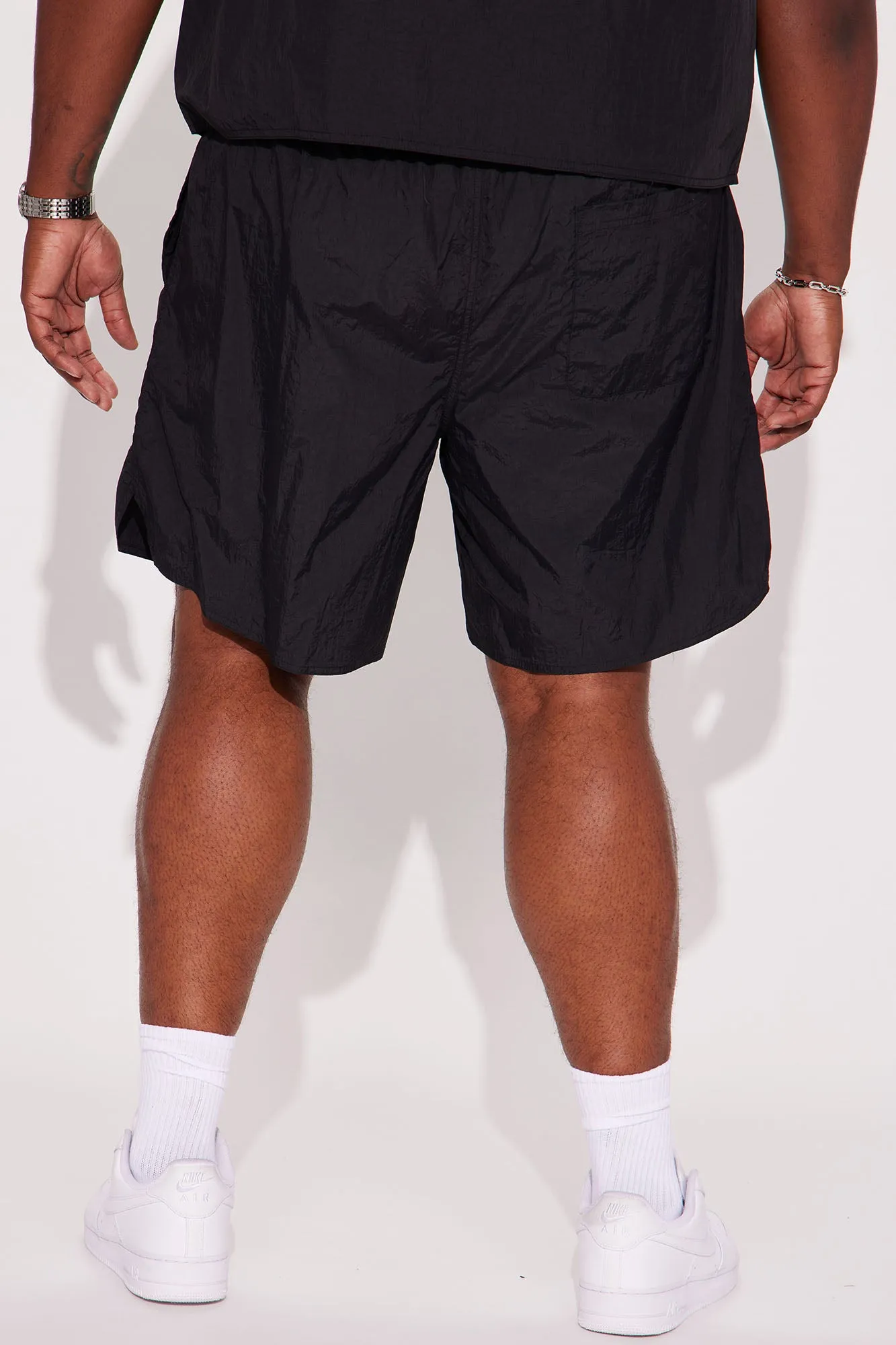 Batter Up Crinkle Nylon Volley Shorts - Black