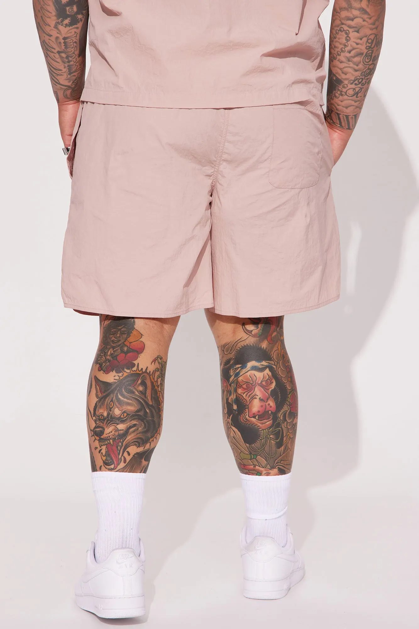 Batter Up Crinkle Nylon Volley Shorts - Mauve
