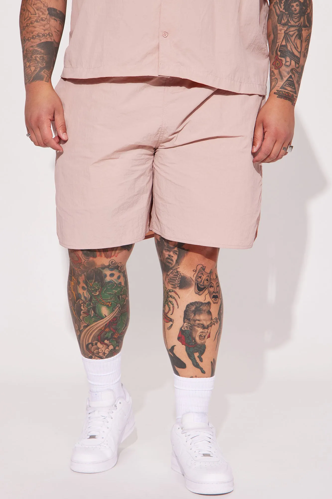 Batter Up Crinkle Nylon Volley Shorts - Mauve