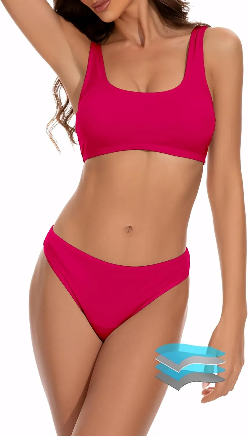 Beautikini Period Swimwear for Teens Two Piece Leakproof Menstrual Bikini Swimsuit Sporty Bathing Suits for Girls Women