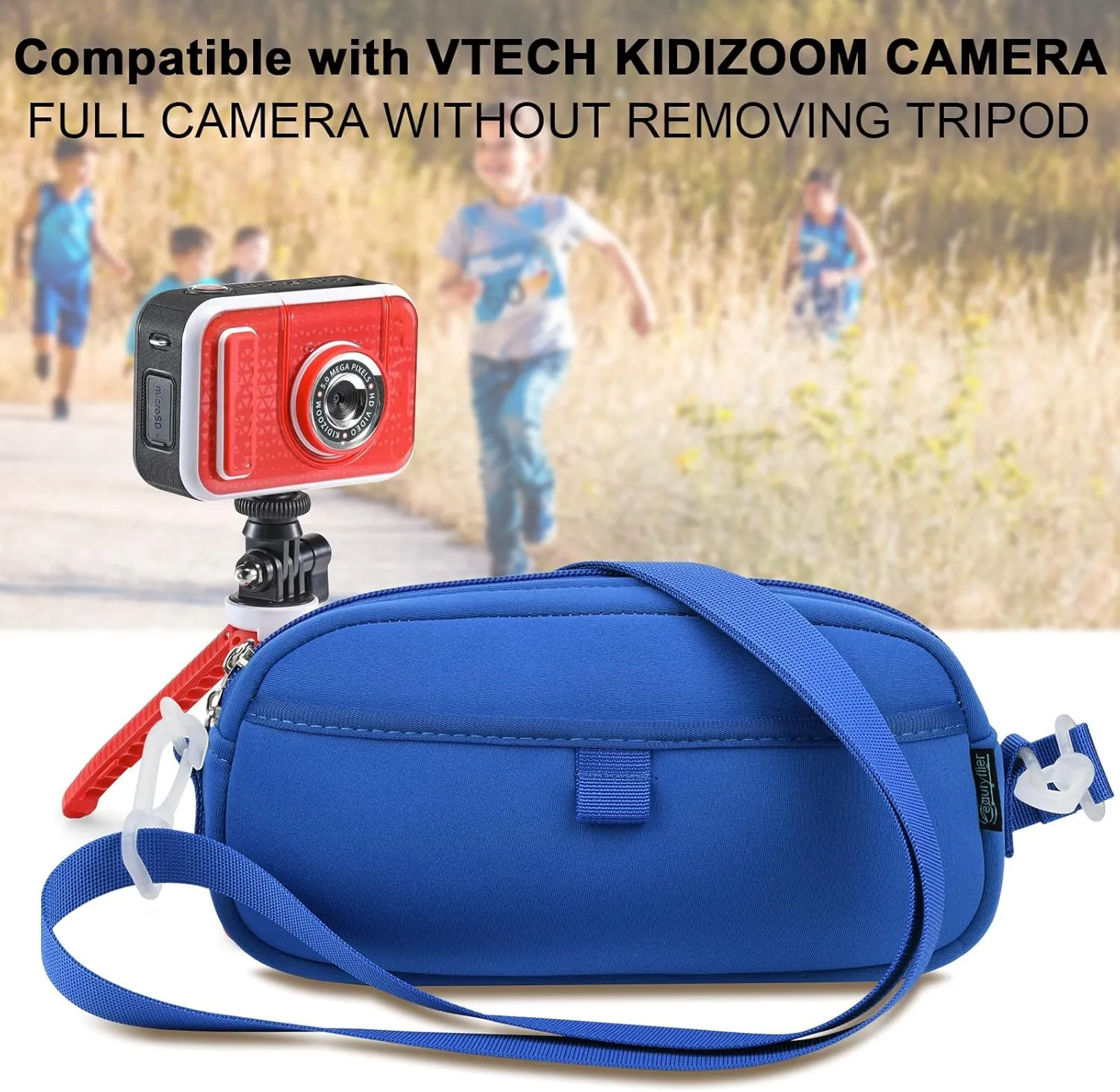 Beautyflier Kids Camera Case for VTech KidiZoom Creator Cam Hold Complete Camera&Tripod, Camera Shoulder Bag for Kids with Adjustable Detachable Strap (Camera Not Included)