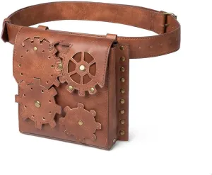 Belt Pouch Steampunk Waist Bag Fanny Pack, Medieval Bag PU Leather Belt Renaissance Cosplay Costume Accessories