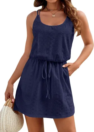 Blooming Jelly Womens Hollow Out Swimsuit Cover Up Criss Cross Back Swim Coverup Spaghetti Strap Boho Summer Dress 2025