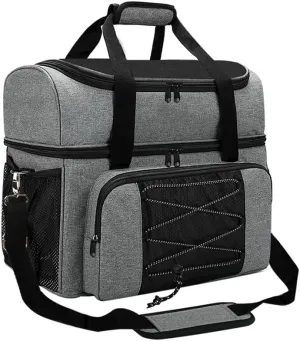Bowling Bag for 2 Balls Portable Bowling Tote Bag with Padded Ball Holder for Double Ball and P of Bowling Shoes up to Mens 16, Grey