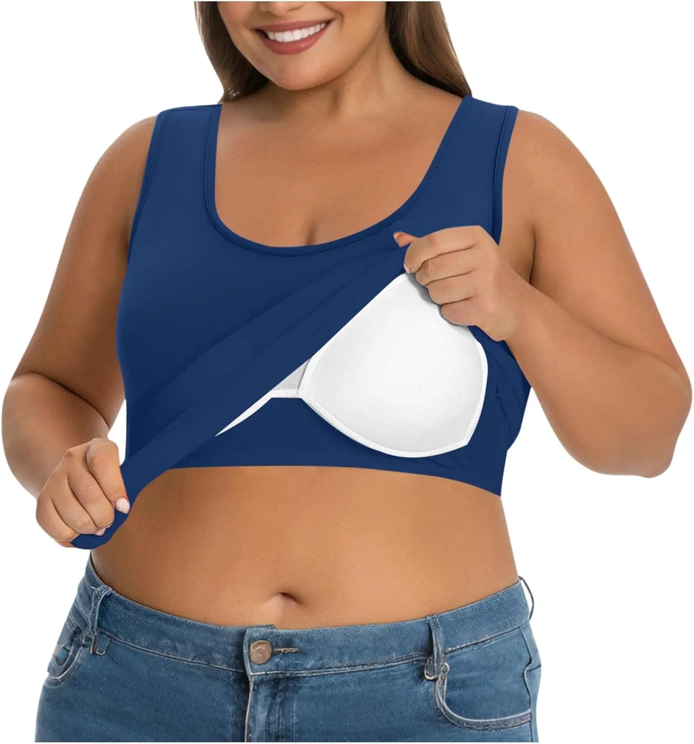 Bra Tank Tops for Women Plus Size Basic Workout Top Camisole Sleeveless Padded Yoga Shirt Modal Scoop Neck Shelf Bras