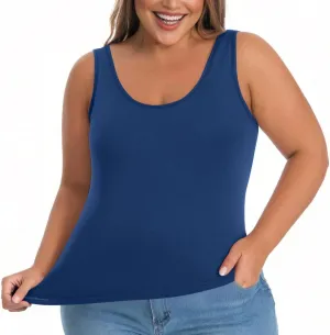 Bra Tank Tops for Women Plus Size Basic Workout Top Camisole Sleeveless Padded Yoga Shirt Modal Scoop Neck Shelf Bras