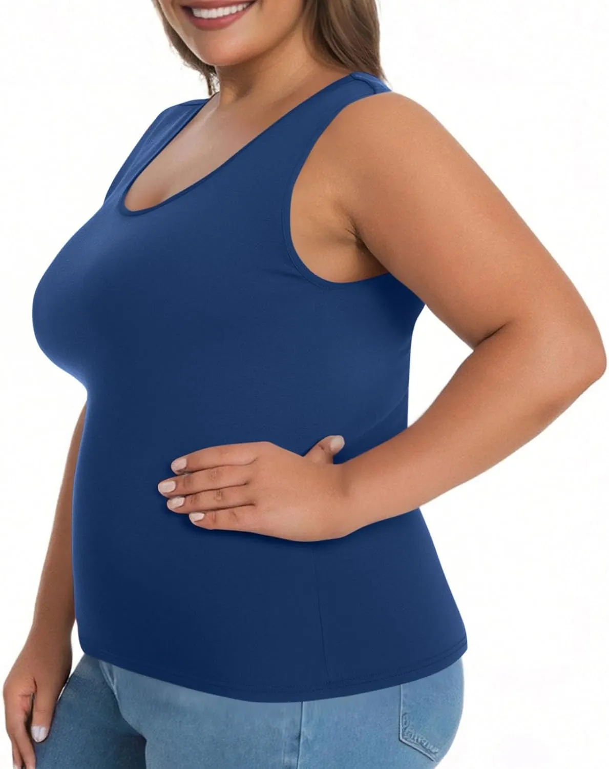 Bra Tank Tops for Women Plus Size Basic Workout Top Camisole Sleeveless Padded Yoga Shirt Modal Scoop Neck Shelf Bras