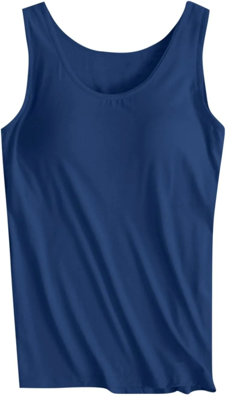 Bra Tank Tops for Women Plus Size Basic Workout Top Camisole Sleeveless Padded Yoga Shirt Modal Scoop Neck Shelf Bras