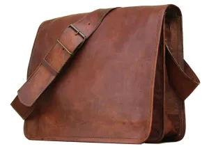 Brown Leather Messenger Bag for Laptop Handmade Briefcase Satchel Mens Crossbody Laptop Bag (11x15 Inches)