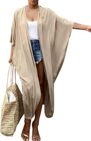 Bsubseach Stylish Tie Dye Open Front Long Kimono Swimsuit Cover Up for Women Swimwear Cover Ups