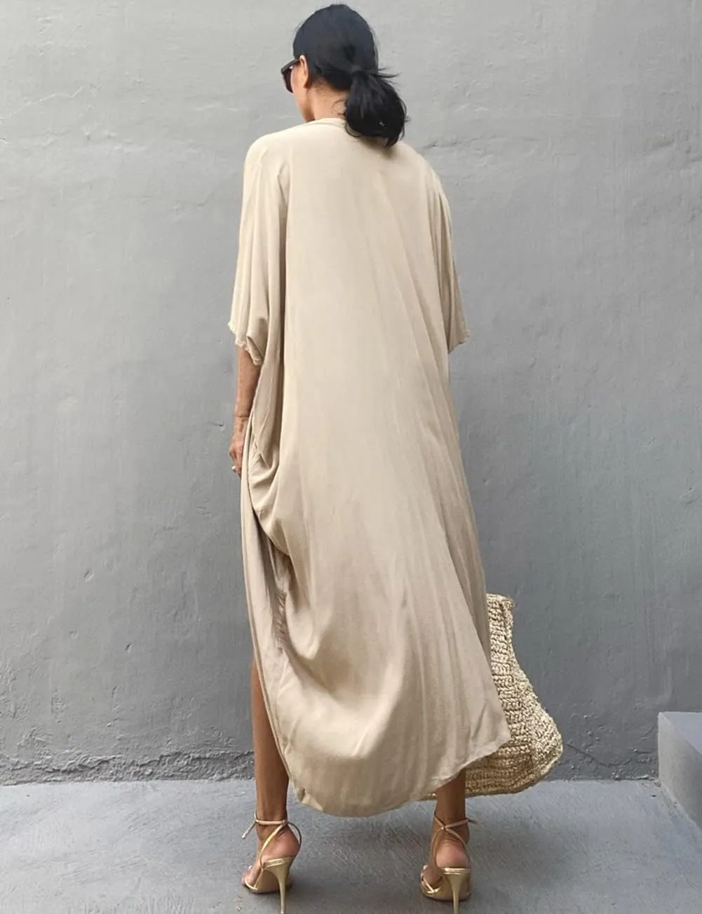 Bsubseach Stylish Tie Dye Open Front Long Kimono Swimsuit Cover Up for Women Swimwear Cover Ups
