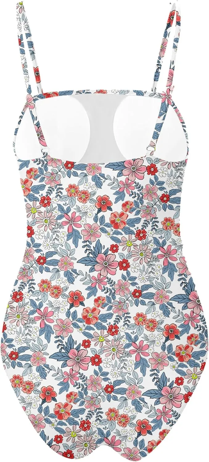 Buauty Women's One Piece Swimsuits Tummy Control Bathing Suits for Women Square Neck Backless Ruched Push Up Swimwear