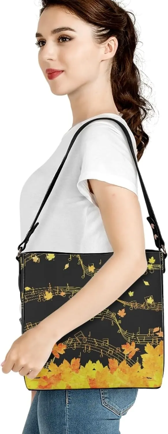 Bucket Bags and Purse for Women Merry Christmas Santa Claus Hobo and Shoulder Handbags with 2 Detachable Straps