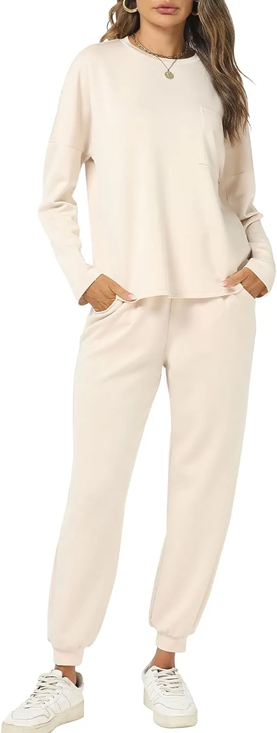 Cakulo Womens 2 Piece Lounge Sets 2024 Fall Outfits Jogger Sweat Pants Set Sweatsuits Matching Track Suits