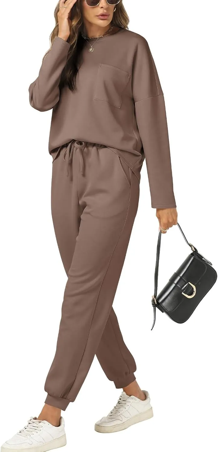 Cakulo Womens 2 Piece Lounge Sets 2024 Fall Outfits Jogger Sweat Pants Set Sweatsuits Matching Track Suits