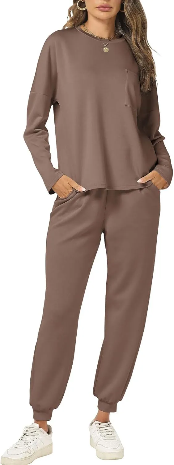 Cakulo Womens 2 Piece Lounge Sets 2024 Fall Outfits Jogger Sweat Pants Set Sweatsuits Matching Track Suits