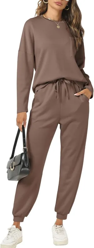 Cakulo Womens 2 Piece Lounge Sets 2024 Fall Outfits Jogger Sweat Pants Set Sweatsuits Matching Track Suits