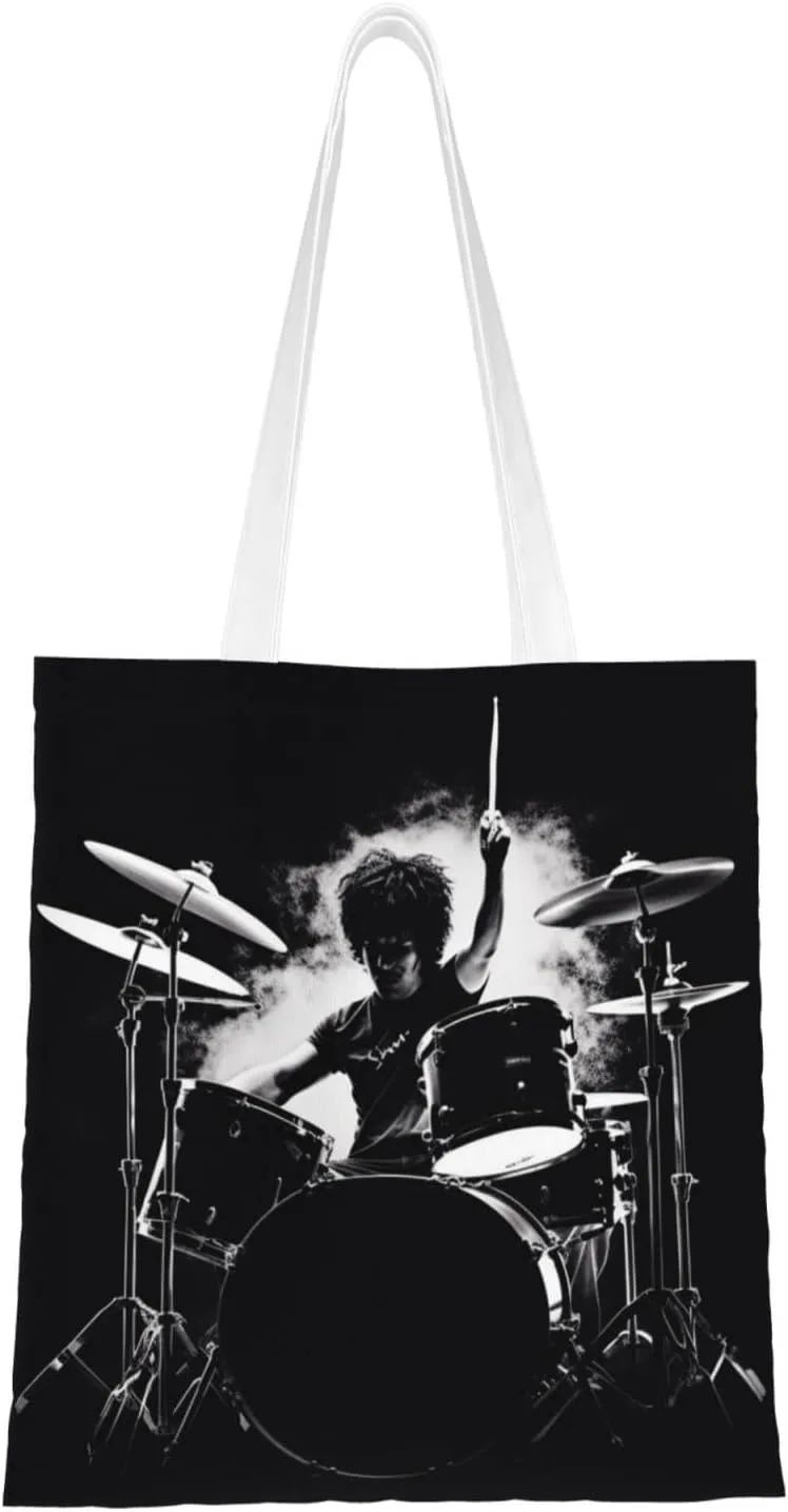 Canvas Tote Bag Aesthetic for Women Drummer Shopping Bags Large Tote Shoulder Bag Reusable Grocery Bags Hobo Bags Casual Handbags Cute Cloth Bags Birthday Gifts