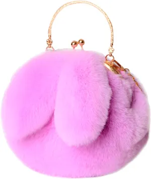 Canvas Tote Bag Cute Rabbit Puffer Bags Outdoor Round Cat Ear Plush Shoulder Bag Casual Shopping Messenger Bag