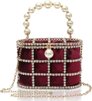 CARIEDO Evening Handbag Women Clutch Purses with Pearl Diamonds for Wedding Prom Birthday Party Dinner Accessories
