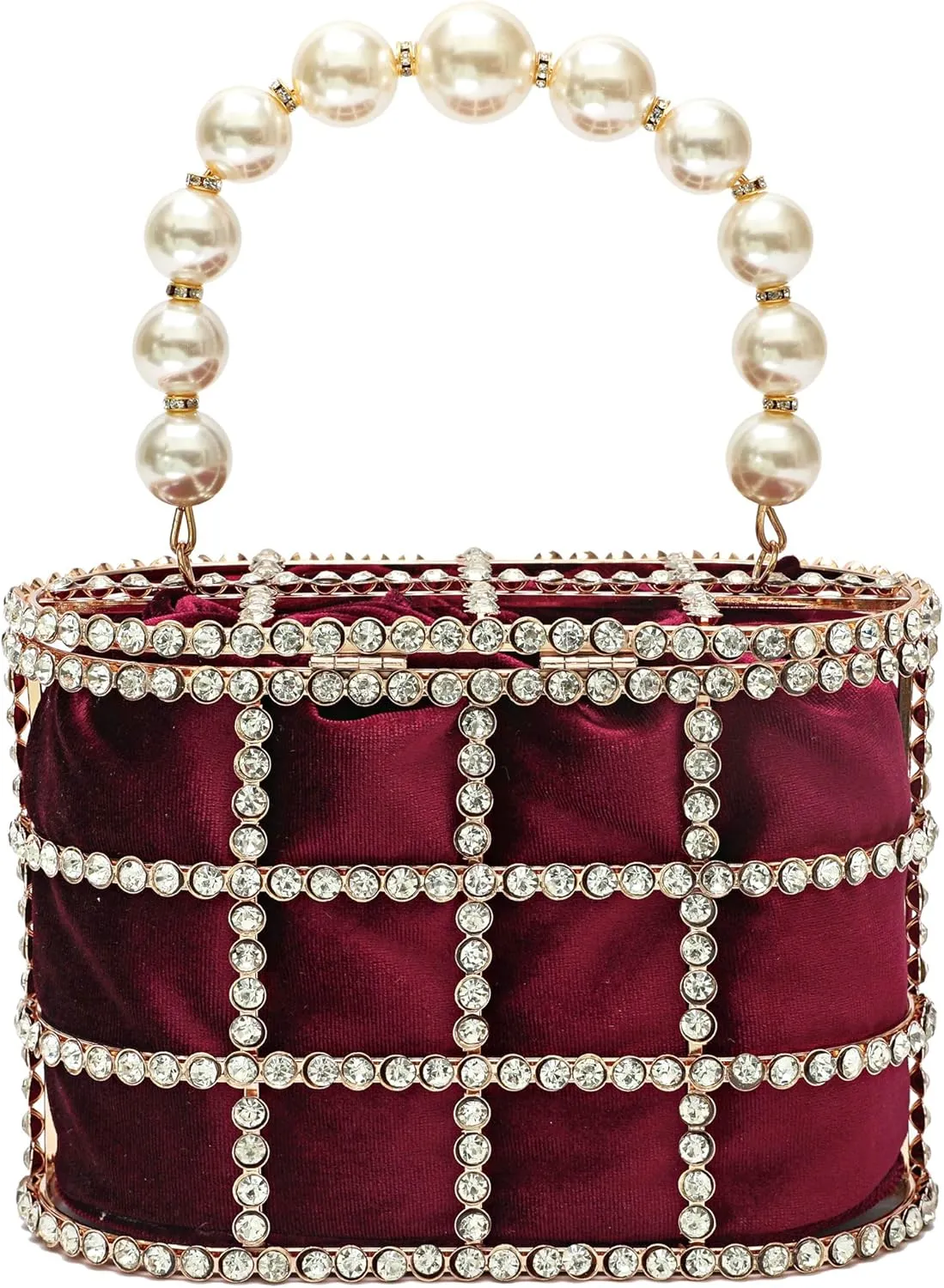 CARIEDO Evening Handbag Women Clutch Purses with Pearl Diamonds for Wedding Prom Birthday Party Dinner Accessories